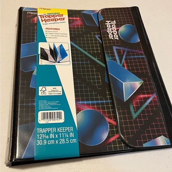 Trapper Keeper 1” Binder 80s Retro Folders 2020 Mead Geometric notebook NEW - Picture 4 of 4